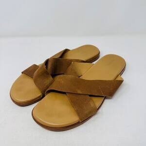 Nisolo Brown Leather Crossover Catalina Slide Flat Sandals Womens Size 11